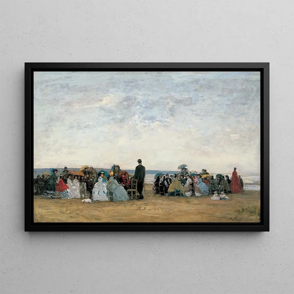 La Plage près de Trouville - Eugène Boudin — framed artwork on a wall