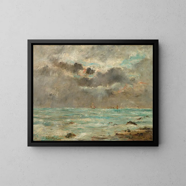 La Côte à Trouville - Eugène Boudin — framed artwork on a wall