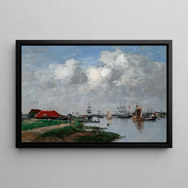 La rivière Escaut à Anvers - Eugène Boudin — framed artwork on a wall