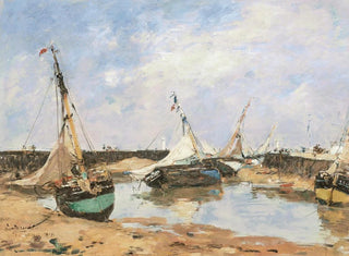 Boats of Trouville between the piers - Eugène Boudin — artwork view