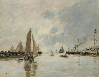 Trouville, the piers at high tide - Eugène Boudin — artwork view