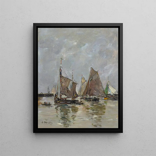 Trouville Painting, the sardine fisherman's gear - Eugène Boudin — framed artwork on a wall