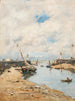 Trouville, the grounded schooner - Eugène Boudin — artwork view