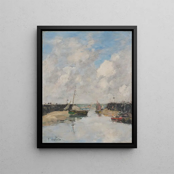 Trouville, the piers - Eugène Boudin — framed artwork on a wall