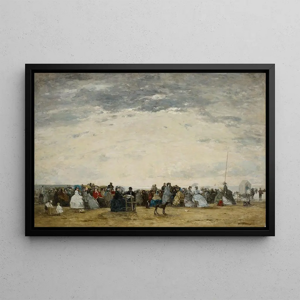 Vacationers on Trouville Beach - Eugène Boudin — framed artwork on a wall