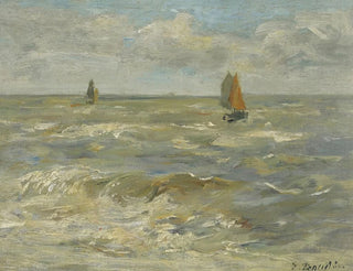 Sailboats on the Sea - Eugène Boudin — artwork view