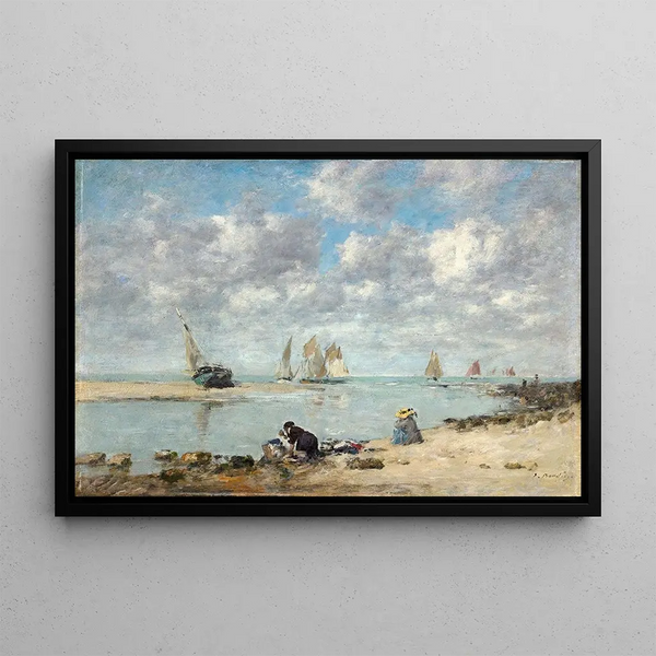 Lavandière near Trouville - Eugène Boudin — framed artwork on a wall