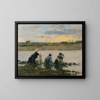 Laveuses au bord de la rivière - Eugène Boudin — framed artwork on a wall