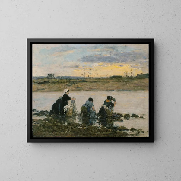 Laveuses au bord de la rivière - Eugène Boudin — framed artwork on a wall