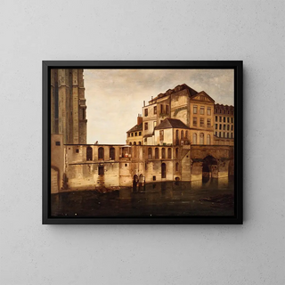 L'ancien Hôpital Dieu et les cagnards - Eugène Burgat — framed artwork on a wall