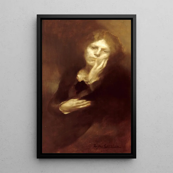 Fantine Abandoned - Eugène Carrière — framed artwork on a wall