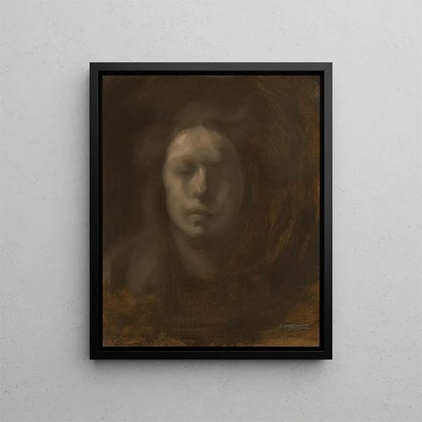 Girl with Loose Hair - Eugène Carrière — framed artwork on a wall