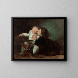 The Kiss - Eugène Carrière — framed artwork on a wall