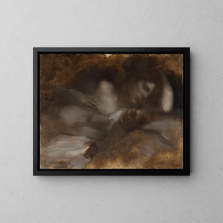 The Sleep - Eugène Carrière — framed artwork on a wall