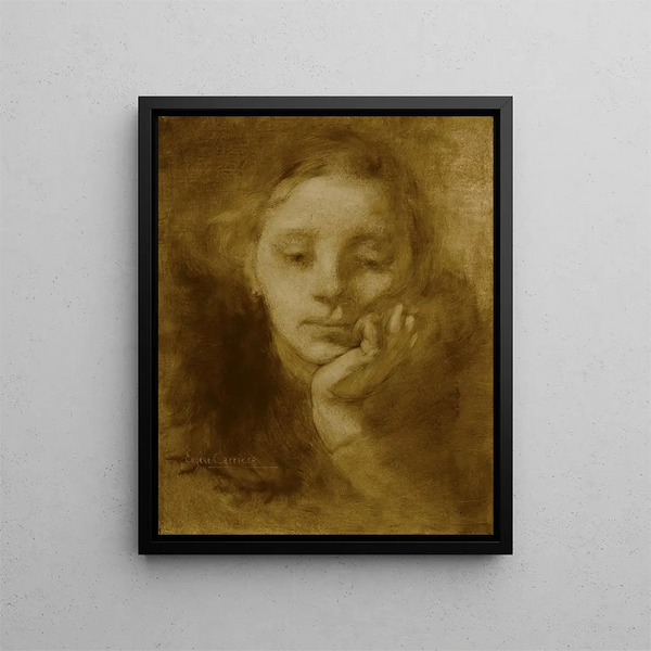Head of Woman - Eugène Carrière — framed artwork on a wall