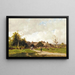 Figures at the edge of a village - Eugène Ciceri — framed artwork on a wall