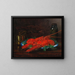 Still life with a lobster and a copper pot on a ledge - Eugène Claude — framed artwork on a wall