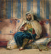 an oriental suit man smoking on a sofa - Eugène Delacroix — artwork view