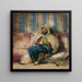 an oriental suit man smoking on a sofa - Eugène Delacroix — framed artwork on a wall