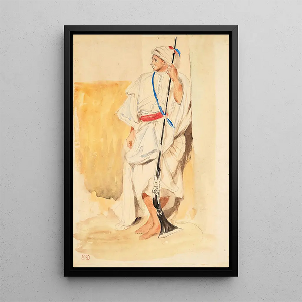 Arab Standing Painting - Eugène Delacroix — framed artwork on a wall