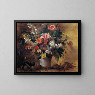 Flower Still Life Painting - Eugène Delacroix — framed artwork on a wall