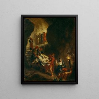 The Christ Carried to the Tomb - Eugène Delacroix — framed artwork on a wall
