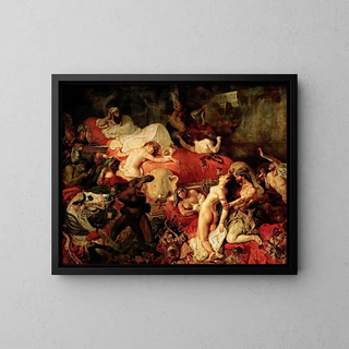The Death of Sardanapalus - Eugène Delacroix — framed artwork on a wall
