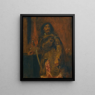 Study of Vicentini in armor - Eugène Delacroix — framed artwork on a wall