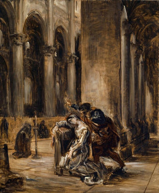 Gretchen in the church Goethe Faust Part I scene in the cathedral - Eugène Delacroix — artwork view