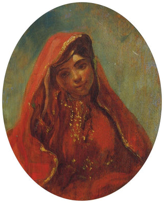 Portrait painting of a half-length Moroccan woman - Eugène Delacroix — artwork view