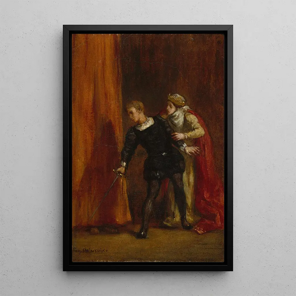 Hamlet and His Mother - Eugène Delacroix — framed artwork on a wall