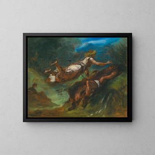 Hesiod and the Muse - Eugène Delacroix — framed artwork on a wall
