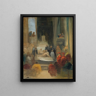 Interior of a church Ordination of the Carmelites - Eugène Delacroix — framed artwork on a wall
