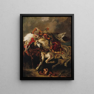 The Combat of the Giaour and the Pasha - Eugène Delacroix — framed artwork on a wall