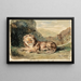 Lion lying in a landscape - Eugène Delacroix — framed artwork on a wall