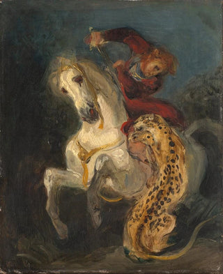 A rider attacked by a jaguar - Eugène Delacroix — artwork view