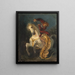 A rider attacked by a jaguar - Eugène Delacroix — framed artwork on a wall