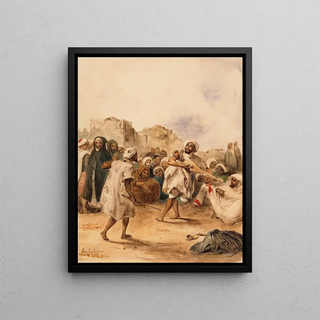 Les joueurs ambulants - Eugène Delacroix — framed artwork on a wall