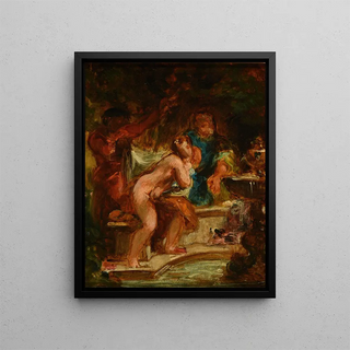 Suzanne et les vieillards - Eugène Delacroix — framed artwork on a wall