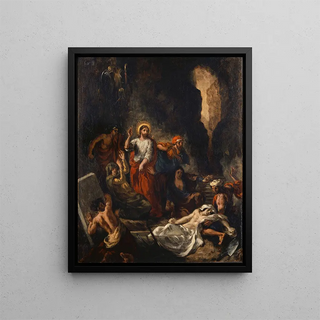 The Resurrection of Lazarus - Eugène Delacroix — framed artwork on a wall