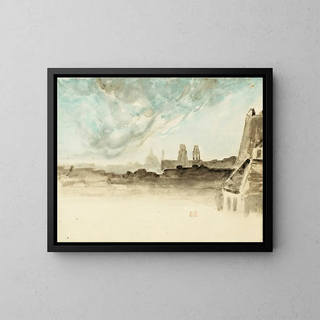 Les toits de Paris - Eugène Delacroix — framed artwork on a wall