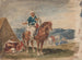 Three Arab horsemen in a camp - Eugène Delacroix — artwork view
