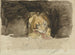 Lion carnivore vu de face sur un fond sombre - Eugène Delacroix — artwork view