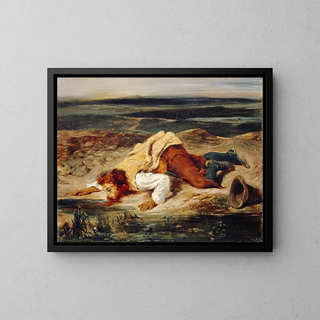 Bandit blessé, berger romain - Eugène Delacroix — framed artwork on a wall