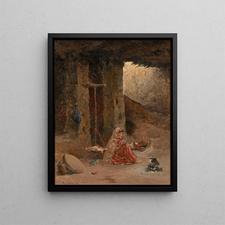 The Spinner - Eugène Deshayes — framed artwork on a wall