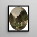 Romantic landscape painting with fountain - Eugène Deshayes — framed artwork on a wall