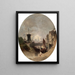 Romantic landscape painting with windmill - Eugène Deshayes — framed artwork on a wall