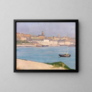 The Port of Boulogne - Eugène Emmanuel Lemercier — framed artwork on a wall