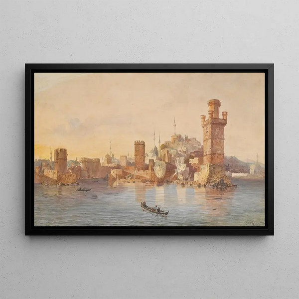 View of Rhodes - Eugène Flandin — framed artwork on a wall