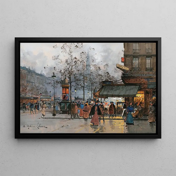 Boulevard animé Paris - Eugène Galien-Laloue — framed artwork on a wall